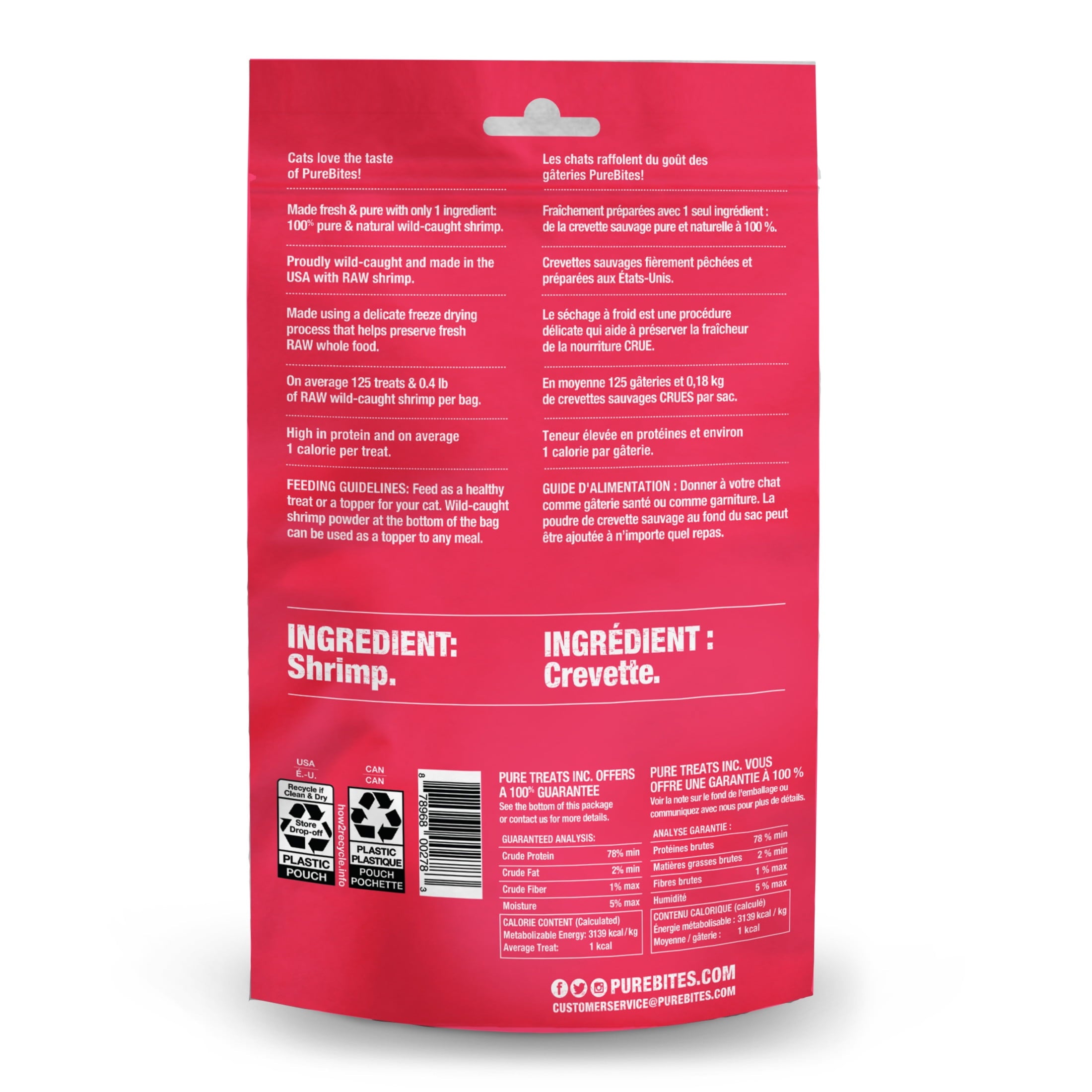 PureBites Shrimp Freeze Dried Cat Treats, 1 Ingredient, Made In USA, 0.8oz