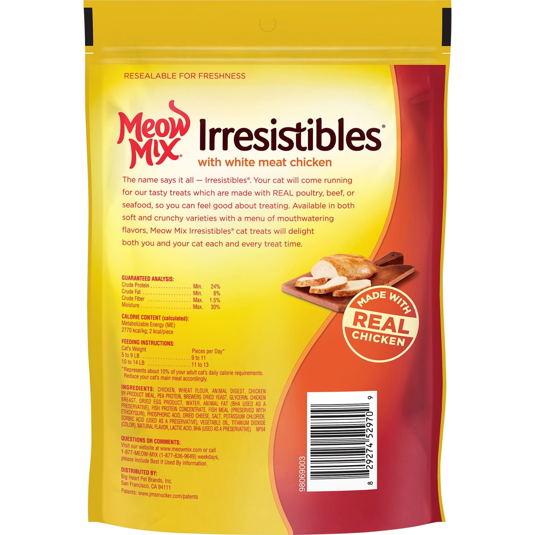 Meow Mix Irresistibles Soft Cat Treats with White Meat Chicken, 12 oz Bag