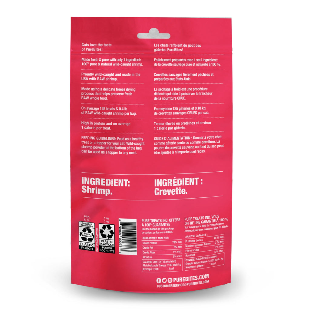 PureBites Shrimp Freeze Dried Cat Treats, 1 Ingredient, Made In USA, 0.8oz