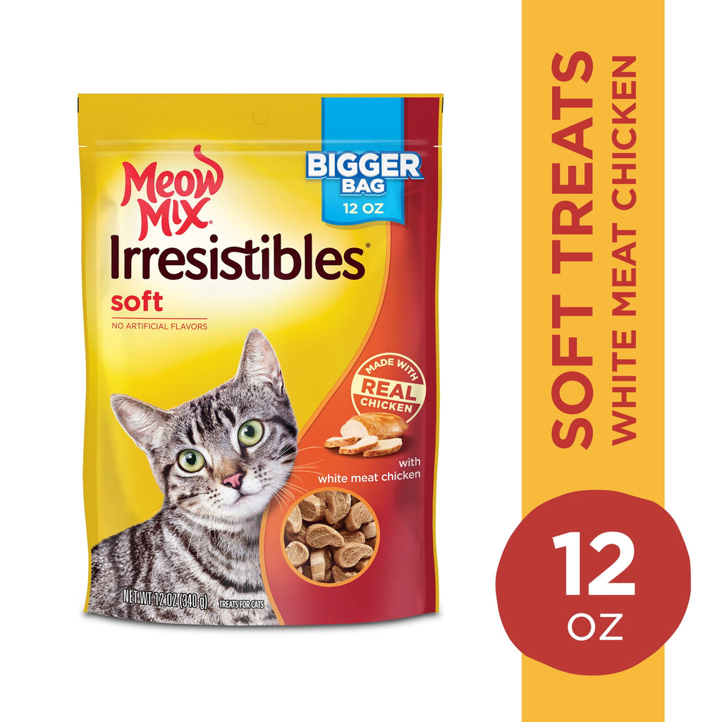 Meow Mix Irresistibles Soft Cat Treats with White Meat Chicken, 12 oz Bag