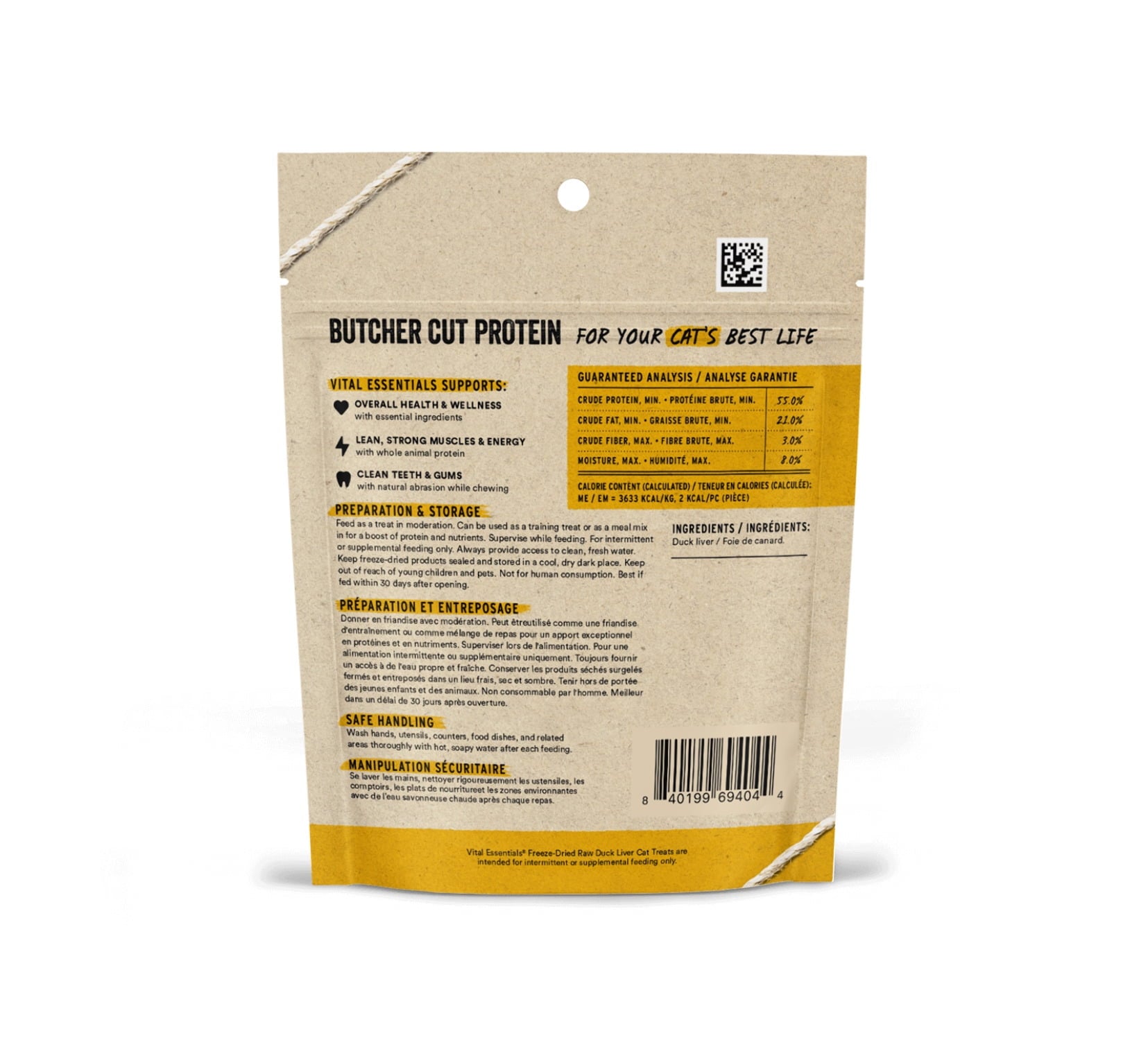 Vital Essentials Freeze-Dried Raw Single Ingredient Duck Liver Treats Cat Treats, 0.9-oz bag