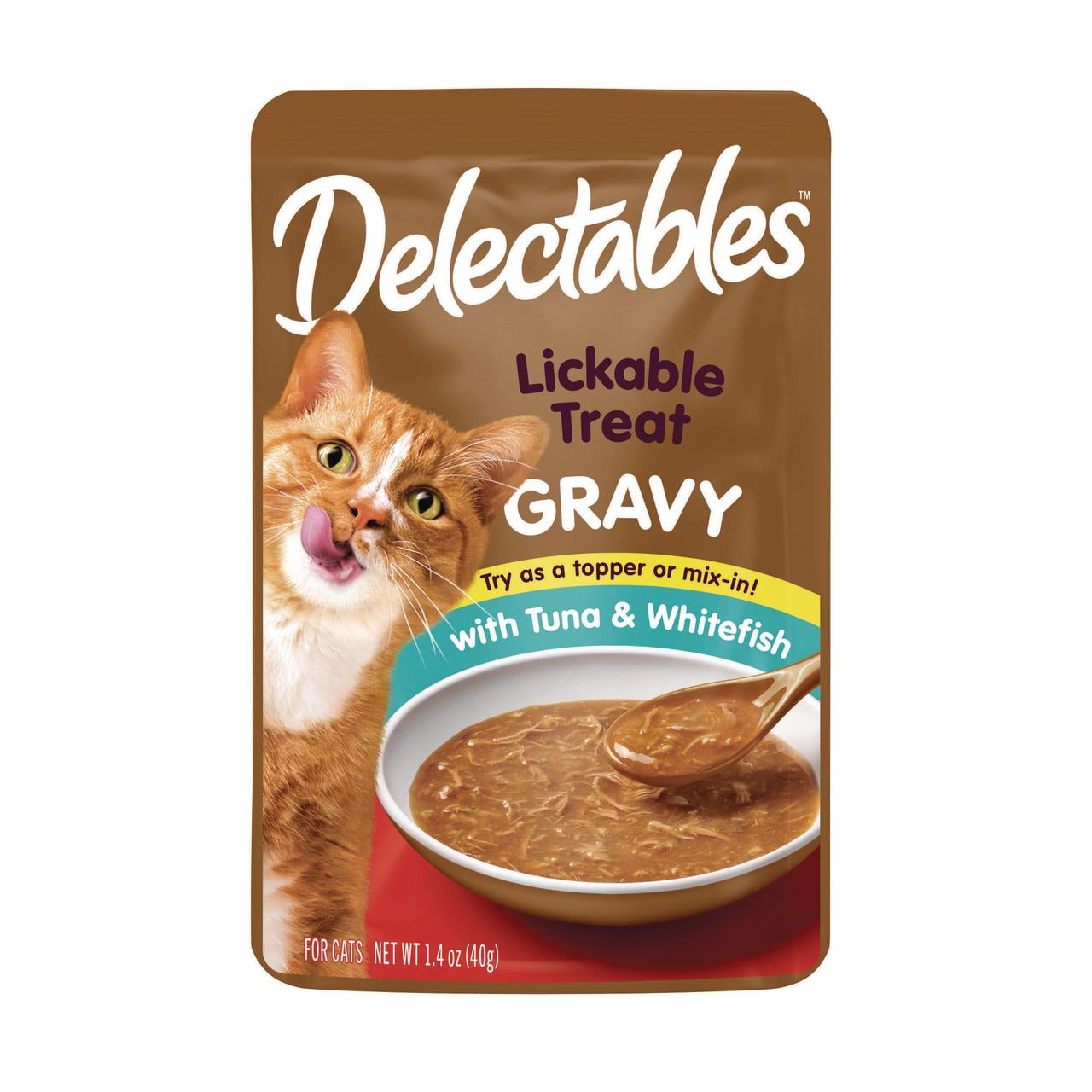 Hartz Delectables Gravy Lickable Wet Cat Treats, Tuna & Whitefish, 1.4 oz, Single