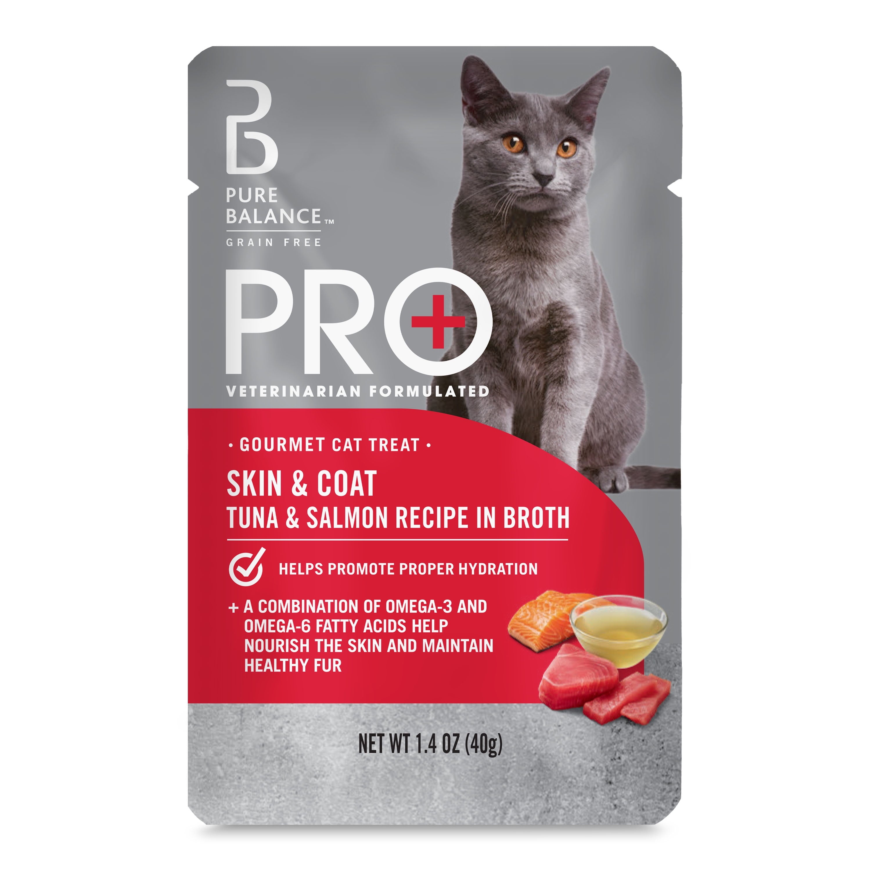 Pure Balance Pro+ Skin and Coat Tuna and Salmon Recipe in Broth, 1.4 oz