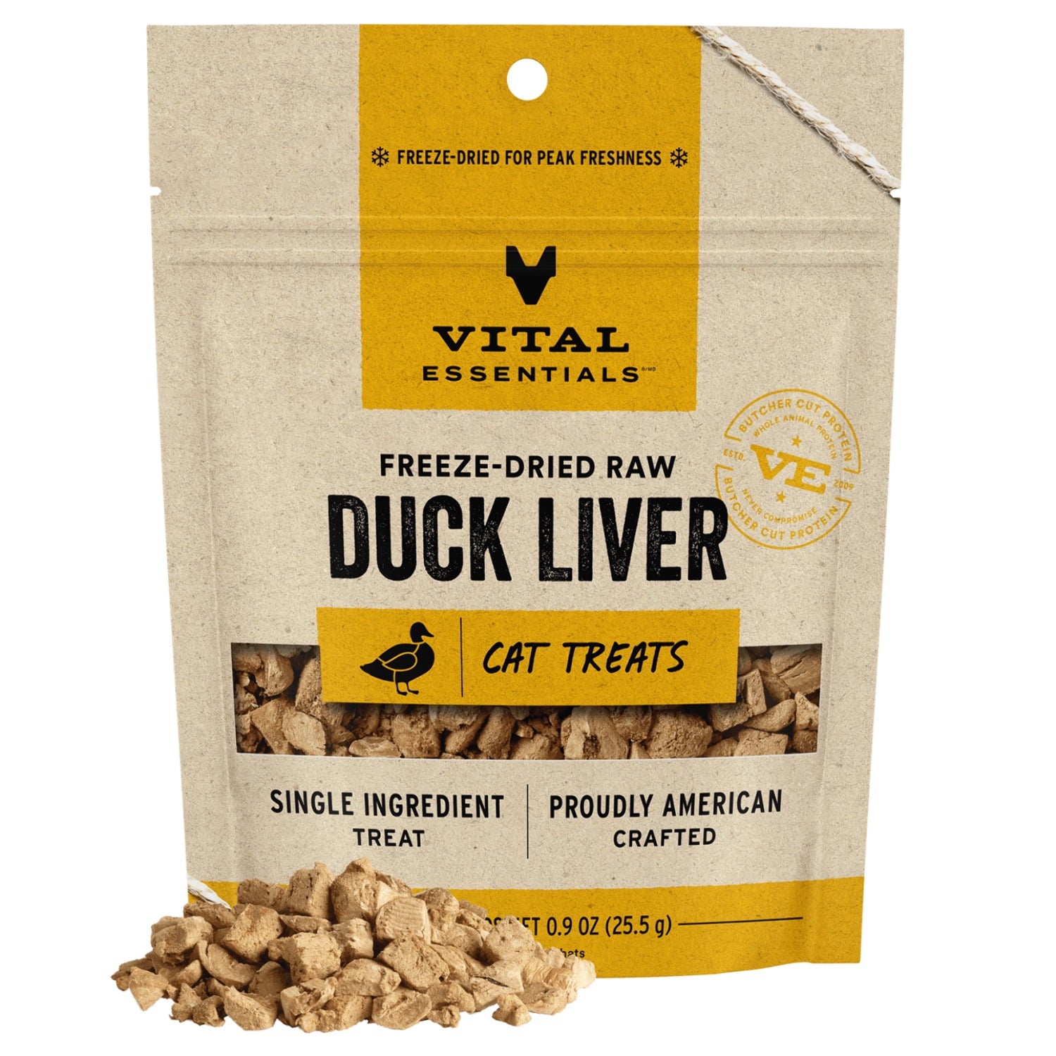 Vital Essentials Freeze-Dried Raw Single Ingredient Duck Liver Treats Cat Treats, 0.9-oz bag