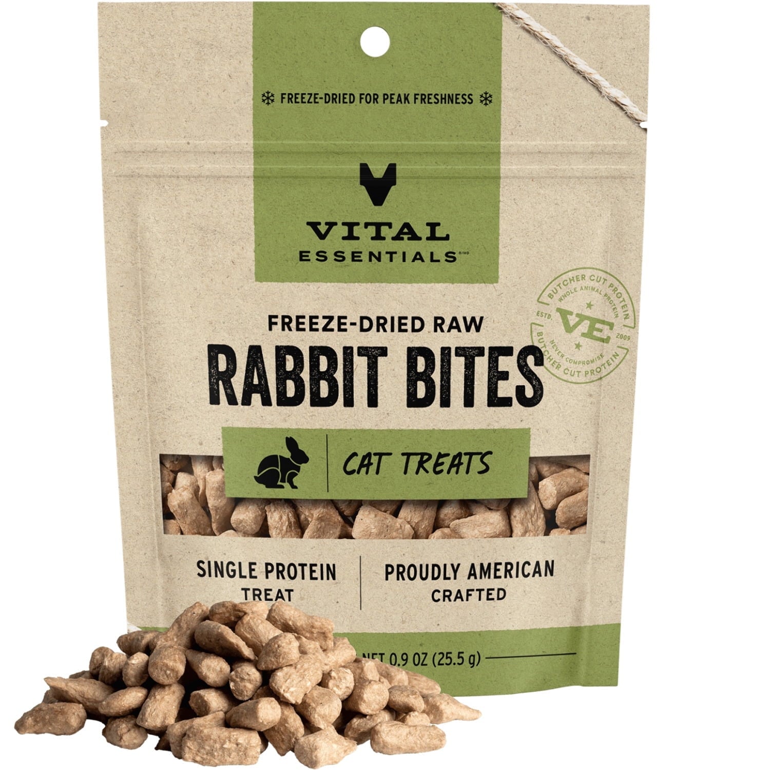 Vital Essentials Freeze-Dried Raw Single Protein Rabbit Bites Cat Treats, 0.9-oz bag