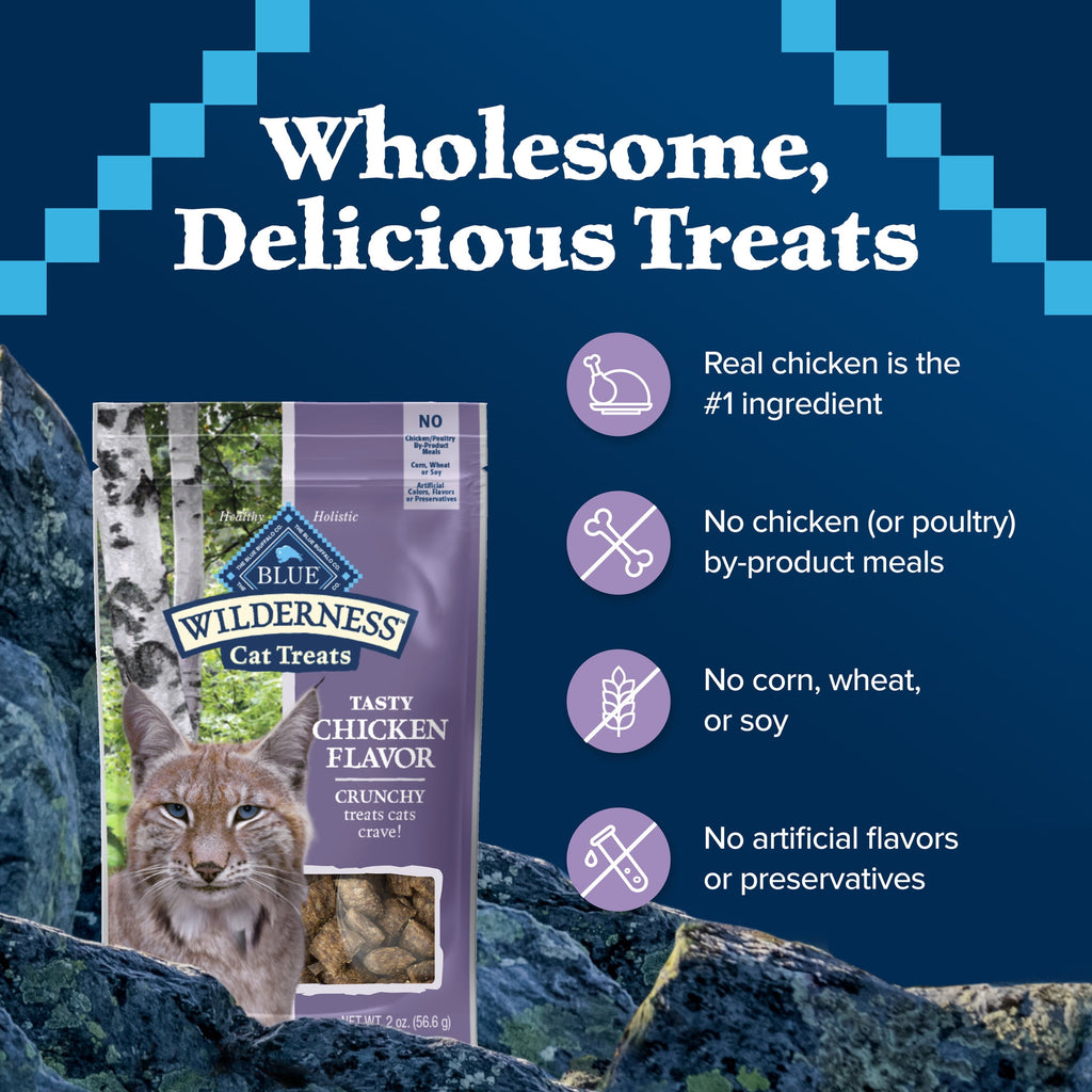 Blue Buffalo Wilderness High Protein Natural Crunchy Cat Treats, Tasty Chicken, 2-oz. Bag