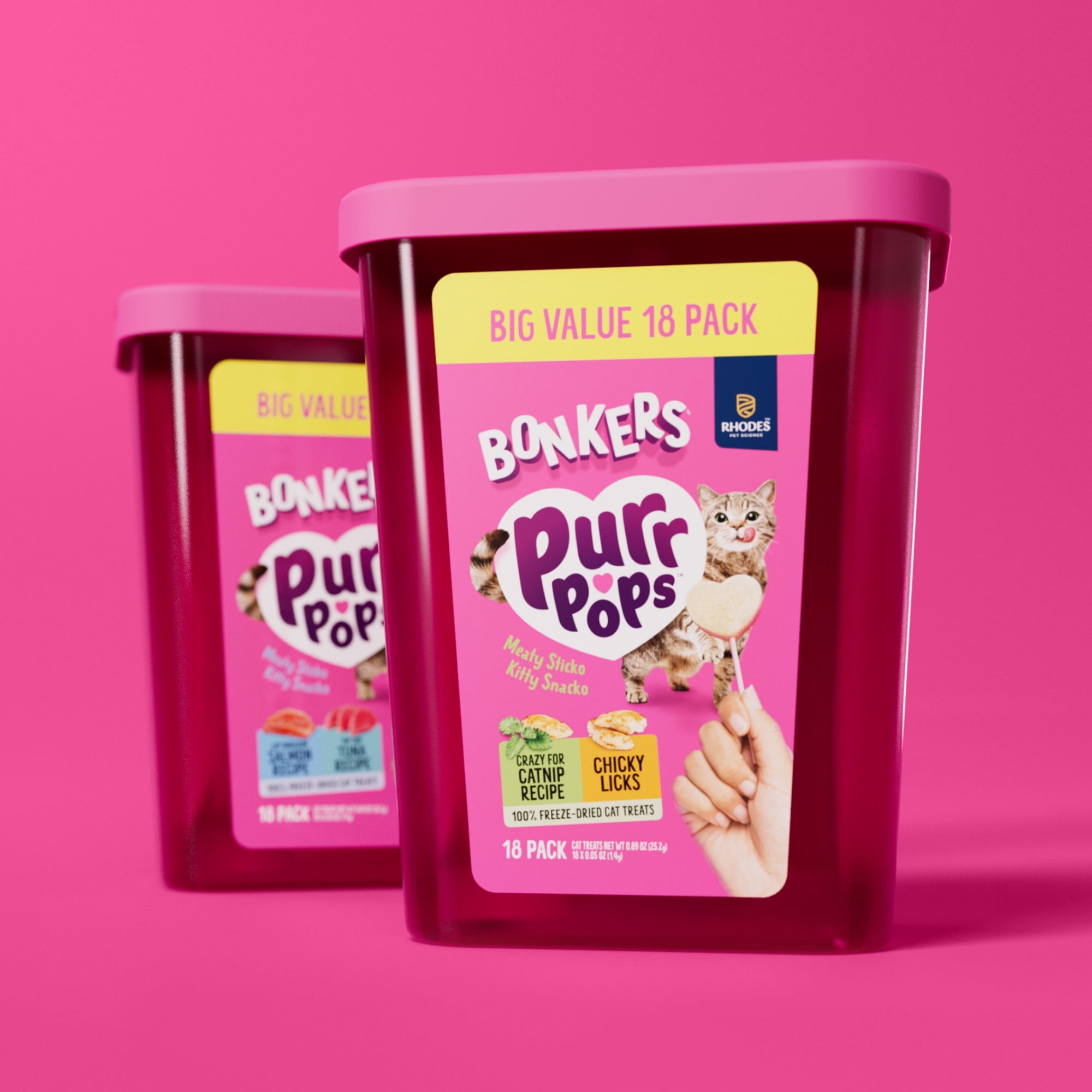 BONKERS Purrpops, Freeze Dried Chicken & Dried Catnip Lollipops Cat Treats, 18 Pieces