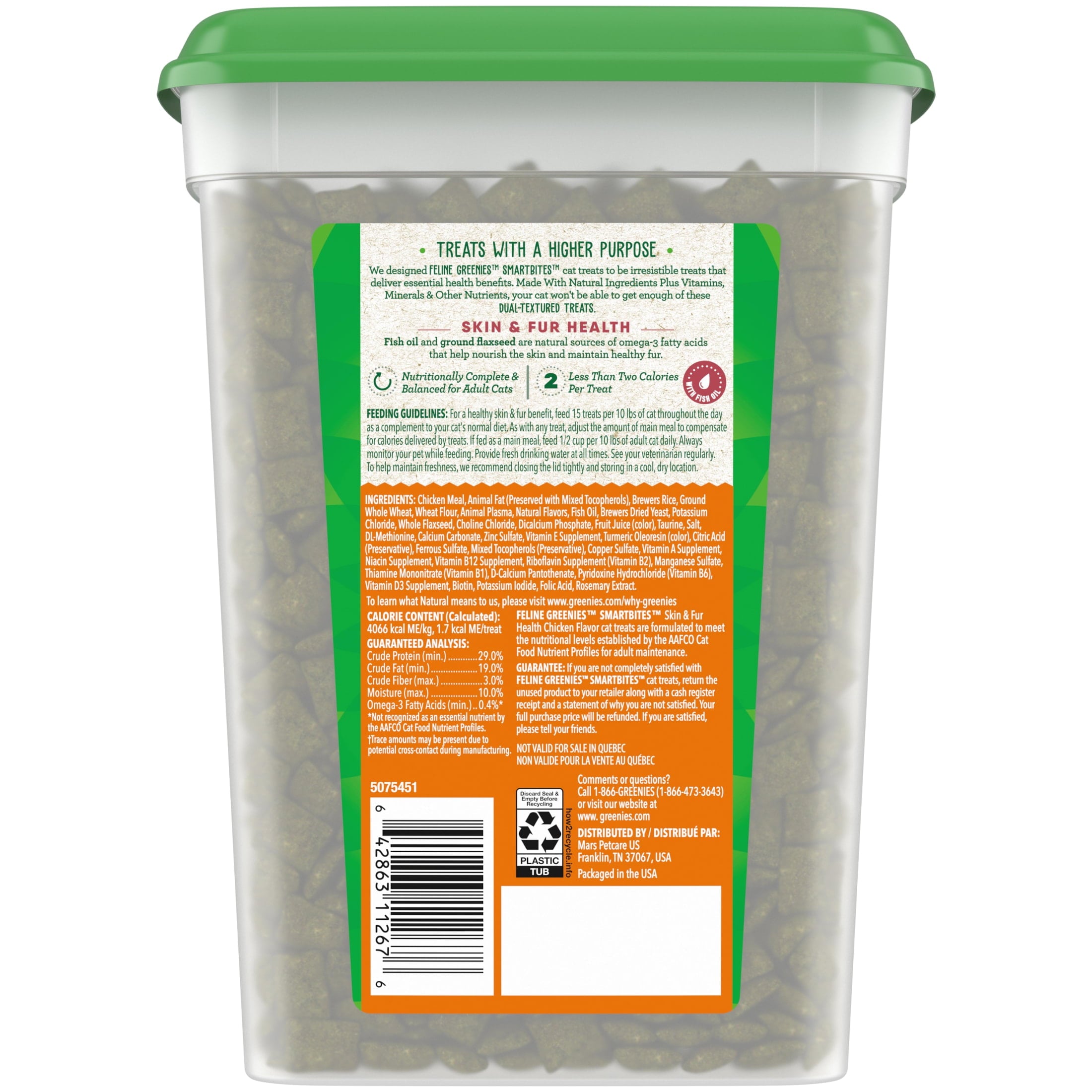 Greenies Chicken Flavor Soft Crunchy Treats For Cats, 16 Oz